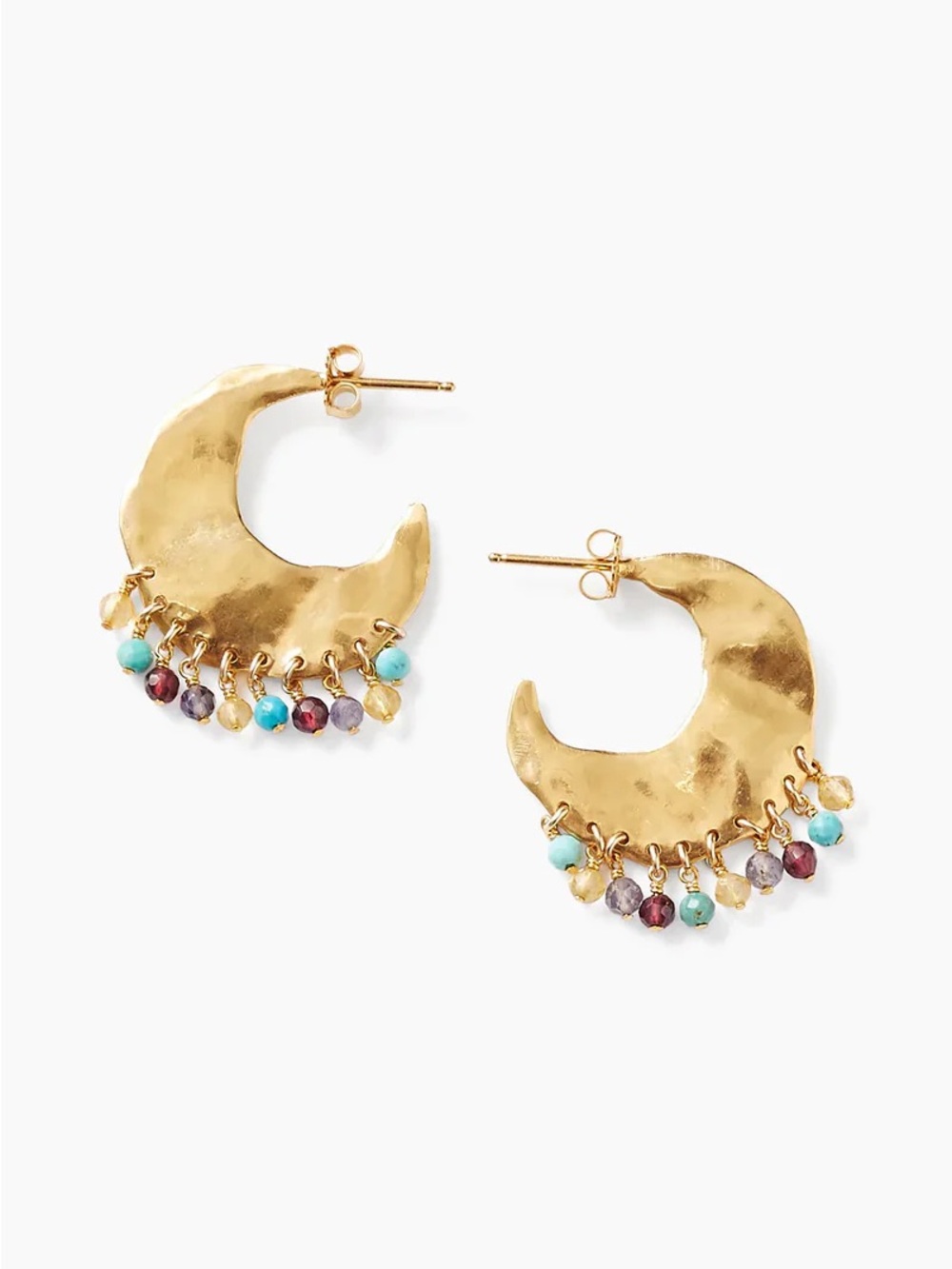Chan Luu Gold Hoop Earrings with Multicolored Beads